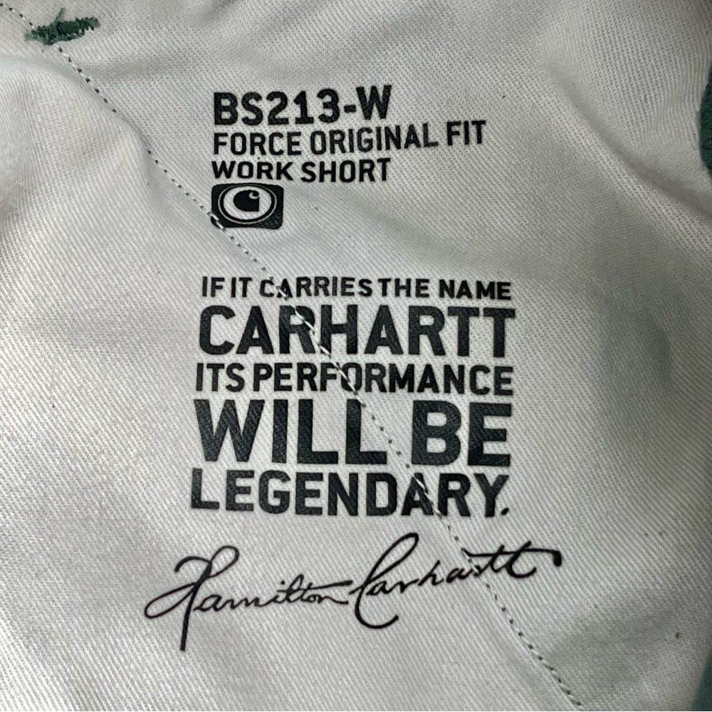 Carhartt Green Work Shorts Women 12 33x9”‎ Roll Tab BS213-W Force Rip Stop - Picture 5 of 12